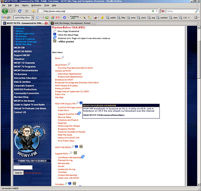 web page info box